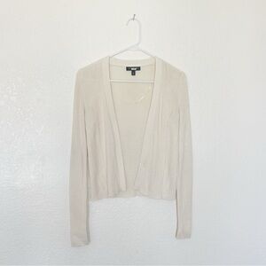 Banana Republic Light Beige Open Front Cardigan Cream Knit Sweater Top Pointelle